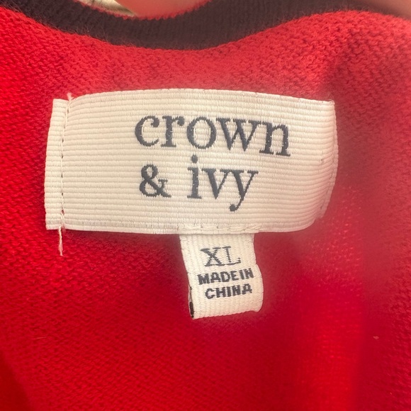 Crown & Ivy Red Plaid Layered Shirt Knit Sweater Christmas Cabin Style Size XL - Picture 7 of 7